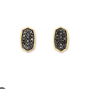 Kendra Scott Marisa 14k Yellow Gold Stud Earrings in Black Diamond